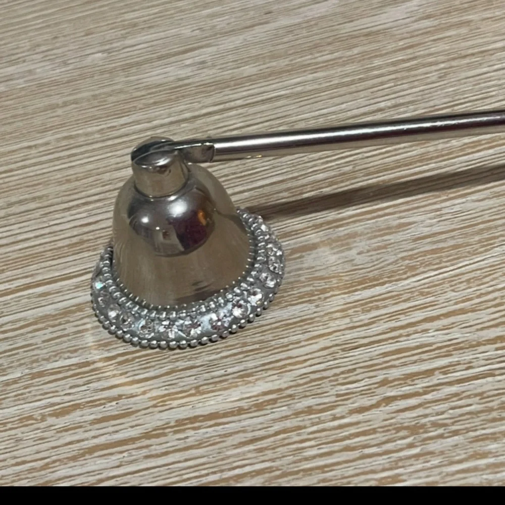 Silver Metal Candle Snuffer with Crystals